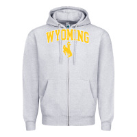 Heather Grey Kids Wyoming Cowboys Apparel Fan Favorite Brown Arch Zipper Hoodie - trangStudio