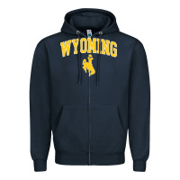 Navy Kids Wyoming Cowboys Apparel Fan Favorite Brown Arch Zipper Hoodie - trangStudio