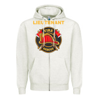 Oatmeal Heather fire rescue lieutenant department  for firefighters Zipper Hoodie - trangStudio