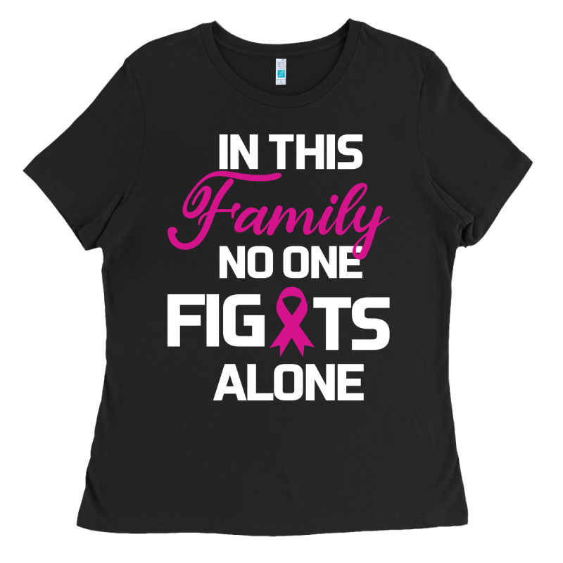 In This Family No One Fights Alone Cancer Survivor Ladies Tee by Bettercallsaul | Teevron