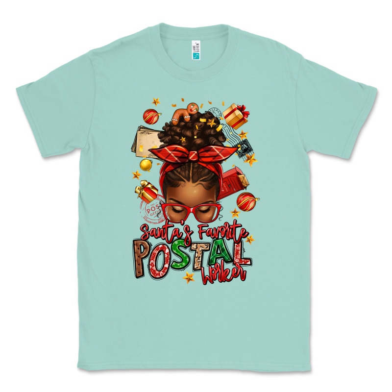 Santas Favorite Postal Worker Afro Messy Bun Classic Tee by texasbilliewilder | Teevron