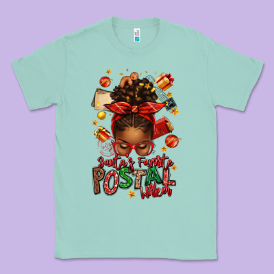 Santas Favorite Postal Worker Afro Messy Bun Classic Tee Designed By Texasbilliewilder
