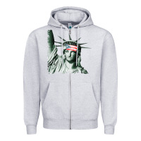 Heather Grey Puerto Rico Resiste Statue of Liberty Puerto Rican Flag Zipper Hoodie - trangStudio