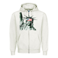 Oatmeal Heather Puerto Rico Resiste Statue of Liberty Puerto Rican Flag Zipper Hoodie - trangStudio