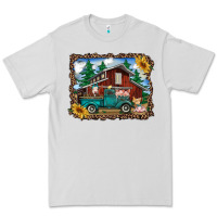 Dove Grey western barn with farm animals Premium Tee - RanaPortraitStore