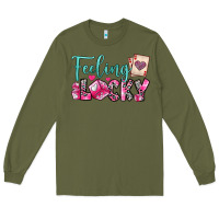 Army Green feeling lucky Long Sleeve Tee - OliviaCreatesArt