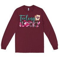 Burgundy feeling lucky Long Sleeve Tee - OliviaCreatesArt