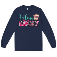 Navy feeling lucky Long Sleeve Tee - OliviaCreatesArt