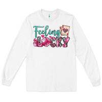White feeling lucky Long Sleeve Tee - OliviaCreatesArt