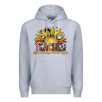 Heather Grey Teacher Premium Hoodie - CowhideDigitalArt