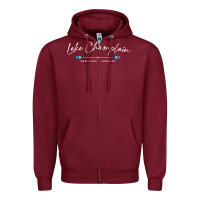 Burgundy Lake Champlain Oars Graphic Zipper Hoodie - trangStudio