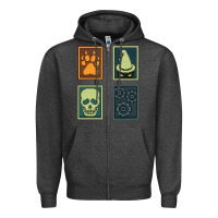 Charcoal Heather Inscryption Psychological Horror Card Categories Game Halloween Scary  Zipper Hoodie - trangStudio