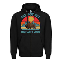 Black Do Not Pet The Fluffy Cows Vintage Zipper Hoodie - trangStudio