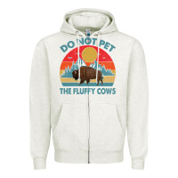 Oatmeal Heather Do Not Pet The Fluffy Cows Vintage Zipper Hoodie - trangStudio