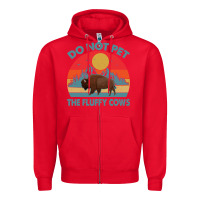 Red Do Not Pet The Fluffy Cows Vintage Zipper Hoodie - trangStudio