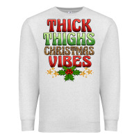 Oatmeal Heather thick thighs christmas vibes Premium Sweatshirt - BarkalooDesign