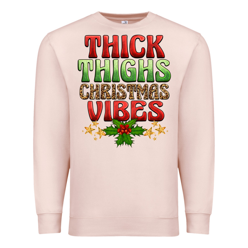 Thick Thighs Christmas Vibes Premium Sweatshirt by BarkalooDesign | Teevron