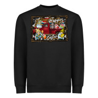 Black Happy Easter Heavyweight Sweatshirt - CowhideDigitalArt