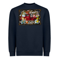 Navy Happy Easter Heavyweight Sweatshirt - CowhideDigitalArt