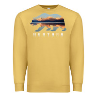 Antique Gold Montana Bear with Glacier National Park Lake Image Souvenir Premium Sweatshirt - trangStudio