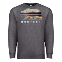 Charcoal Heather Montana Bear with Glacier National Park Lake Image Souvenir Premium Sweatshirt - trangStudio