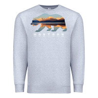 Heather Grey Montana Bear with Glacier National Park Lake Image Souvenir Premium Sweatshirt - trangStudio