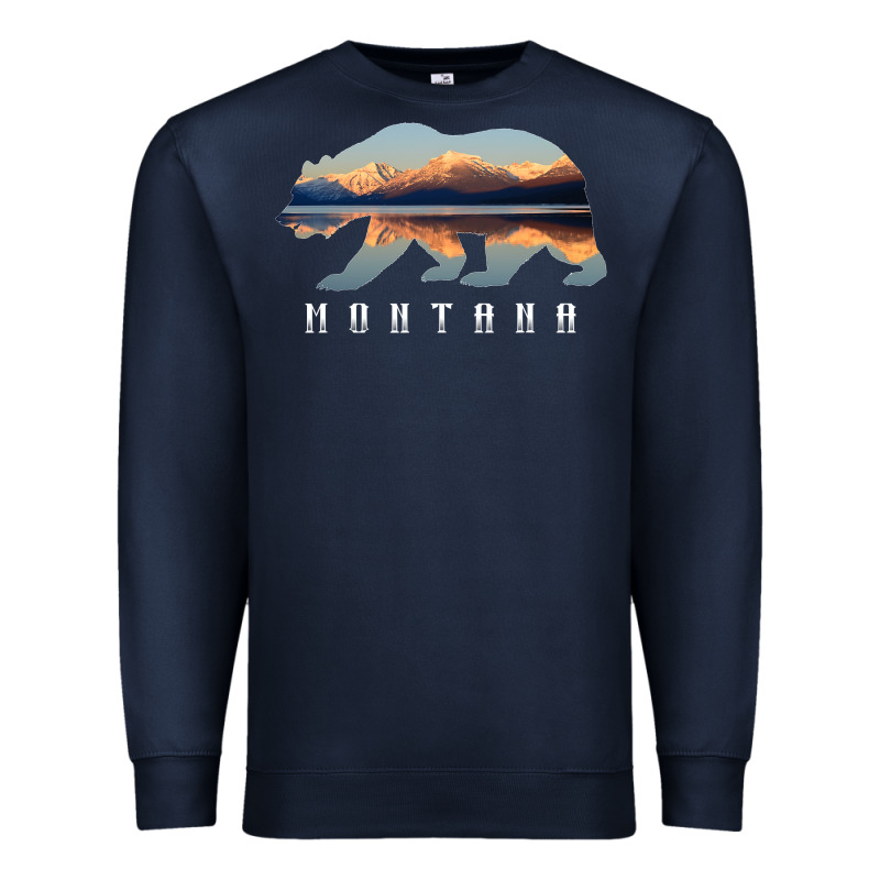 Montana Bear With Glacier National Park Lake Image Souvenir Premium Sweatshirt by trangStudio | Teevron