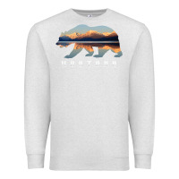 Oatmeal Heather Montana Bear with Glacier National Park Lake Image Souvenir Premium Sweatshirt - trangStudio