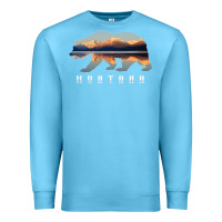 Ocean Blue Montana Bear with Glacier National Park Lake Image Souvenir Premium Sweatshirt - trangStudio