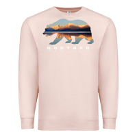 Pale Pink Montana Bear with Glacier National Park Lake Image Souvenir Premium Sweatshirt - trangStudio