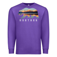 Purple Montana Bear with Glacier National Park Lake Image Souvenir Premium Sweatshirt - trangStudio