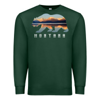 Sports Green Montana Bear with Glacier National Park Lake Image Souvenir Premium Sweatshirt - trangStudio