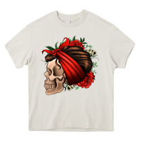 Cream bandana and roses skull Heavy Core Tee - Jasminsmagicworld