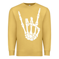 Antique Gold halloween skeleton hand horns rock n roll music lover tank top Premium Sweatshirt - trangStudio