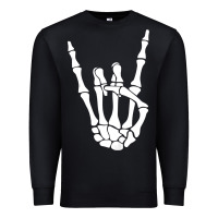 Black halloween skeleton hand horns rock n roll music lover tank top Premium Sweatshirt - trangStudio