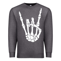 Charcoal Heather halloween skeleton hand horns rock n roll music lover tank top Premium Sweatshirt - trangStudio