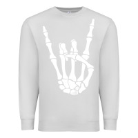 Dove Grey halloween skeleton hand horns rock n roll music lover tank top Premium Sweatshirt - trangStudio