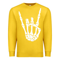 Lemon halloween skeleton hand horns rock n roll music lover tank top Premium Sweatshirt - trangStudio