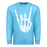 Ocean Blue halloween skeleton hand horns rock n roll music lover tank top Premium Sweatshirt - trangStudio