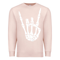 Pale Pink halloween skeleton hand horns rock n roll music lover tank top Premium Sweatshirt - trangStudio