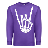 Purple halloween skeleton hand horns rock n roll music lover tank top Premium Sweatshirt - trangStudio