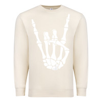 Sandshell halloween skeleton hand horns rock n roll music lover tank top Premium Sweatshirt - trangStudio