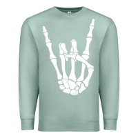 Seafoam halloween skeleton hand horns rock n roll music lover tank top Premium Sweatshirt - trangStudio