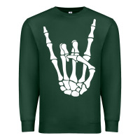 Sports Green halloween skeleton hand horns rock n roll music lover tank top Premium Sweatshirt - trangStudio