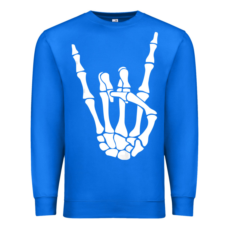Halloween Skeleton Hand Horns Rock N Roll Music Lover Tank Top Premium Sweatshirt by trangStudio | Teevron