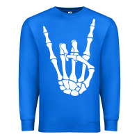 True Royal halloween skeleton hand horns rock n roll music lover tank top Premium Sweatshirt - trangStudio