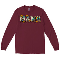 Burgundy mama sunflower leopard Long Sleeve Tee - OliviaCreatesArt