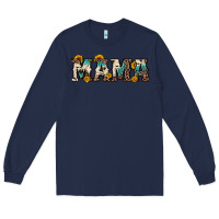 Navy mama sunflower leopard Long Sleeve Tee - OliviaCreatesArt