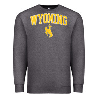 Charcoal Heather Kids Wyoming Cowboys Apparel Fan Favorite Brown Arch Premium Sweatshirt - trangStudio