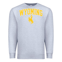 Heather Grey Kids Wyoming Cowboys Apparel Fan Favorite Brown Arch Premium Sweatshirt - trangStudio